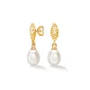 Dower & Hall Women's Hammered Marquise & White Freshwater Pearl Drop Earrings In Gold Vermeil