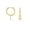 Dower & Hall Women's Hammered Star Charm Huggie Hoops In Gold Vermeil