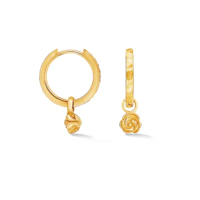Dower & Hall Women's Hammered Wild Rose Hoops Gold