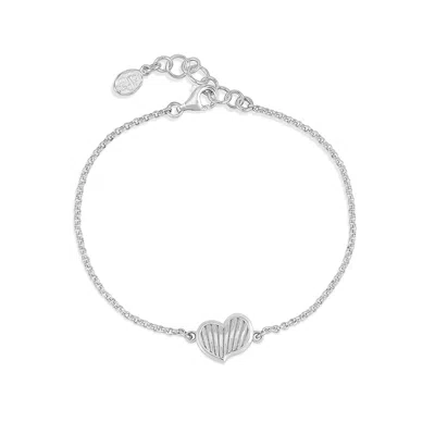 Dower & Hall Women's Humbug Heart Chain Bracelet In Sterling Silver