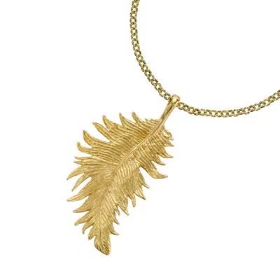 Dower & Hall Women's Large Feather Pendant In Gold Vermeil