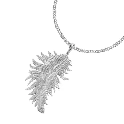 Dower & Hall Women's Large Feather Pendant In Sterling Silver