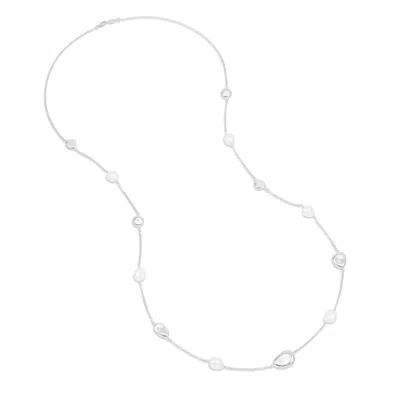 Dower & Hall Women's Long Baroque Pearl & Pebble Necklace In Silver