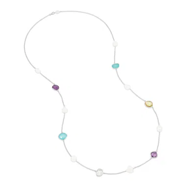 Dower & Hall Women's Long Candy Gemstone & Baroque Pearl Necklace In Silver