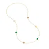 Dower & Hall Women's Long Green Gemstone & Baroque Pearl Necklace In Gold Vermeil