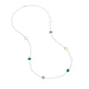 Dower & Hall Women's Long Green Gemstone & Baroque Pearl Necklace In Silver In Burgundy