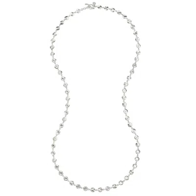 Dower & Hall Women's Long Nomad Disc Link Necklace In Silver In Metallic
