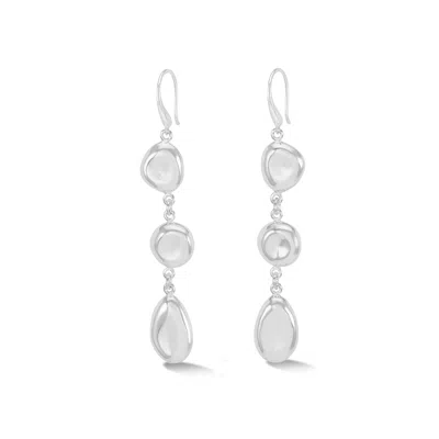 Dower & Hall Women's Long Triple Pebble Drop Earrings In Silver In White