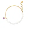 Dower & Hall Women's Luna White Pearl, Chain & Amethyst Drop Bracelet In Gold Vermeil In White