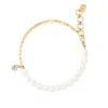 Dower & Hall Women's Luna White Pearl, Chain & Aquamarine Drop Bracelet In Gold Vermeil In Gold