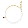 Dower & Hall Women's Luna White Pearl, Chain & Garnet Drop Bracelet In Gold Vermeil In White