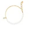 Dower & Hall Women's Luna White Pearl, Chain & Aquamarine Drop Bracelet In Gold Vermeil In Gold