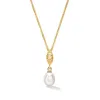 Dower & Hall Women's Marquise & Oval White Pearl Pendant In Gold Vermeil