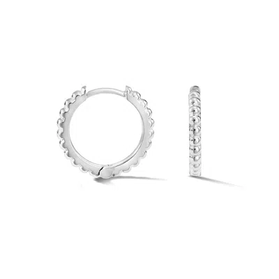 Dower & Hall Women's Medium Dotty Huggie Hoops In Sterling Silver In White