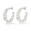 Dower & Hall Women's Medium Triple Row Waterfall Pearl Hoops In Silver In Silver