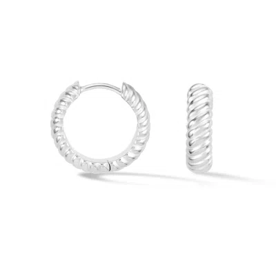 Dower & Hall Women's Medium Twist Huggie Hoops - Silver