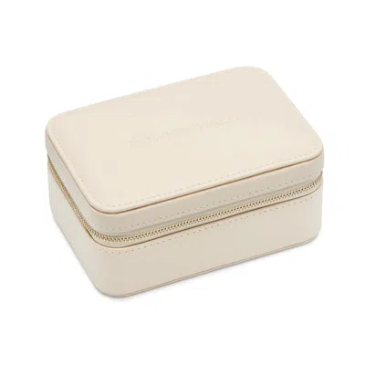 Dower & Hall Women's Neutrals Large Cream Zipped Cushion Jewellery Box In White