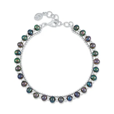 Dower & Hall Women's Peacock Freshwater Timeless Pearl Bracelet In Sterling Silver In Metallic
