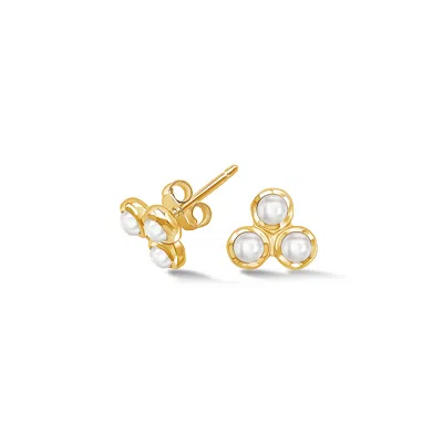 Dower & Hall Women's Pearl Trio Studs In Gold Vermeil