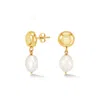 Dower & Hall Women's Pebble Stud & White Pearl Drop Earrings In Gold Vermeil