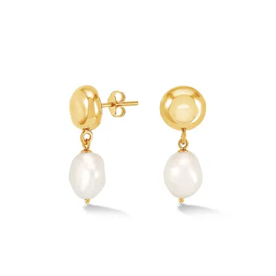 Dower & Hall Women's Pebble Stud & White Pearl Drop Earrings In Gold Vermeil