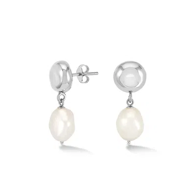 Dower & Hall Women's Pebble Stud & White Pearl Drop Earrings In Sterling Silver