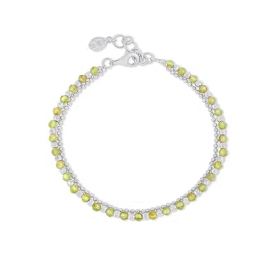 Dower & Hall Women's Peridot Faceted Bead Orissa Bracelet In Sterling Silver In Burgundy