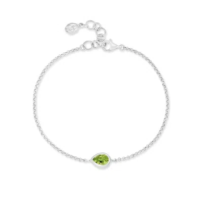 Dower & Hall Peridot Pear Chain Bracelet In Metallic
