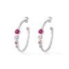 Dower & Hall Women's Pink Array Hoop Earrings In Sterling Silver In Silver