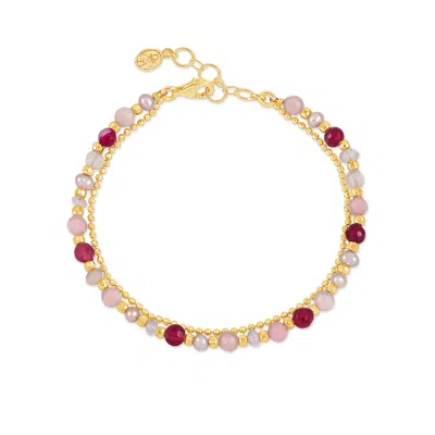 Dower & Hall Women's Pink Blossom Orissa Bracelet In Gold Vermeil