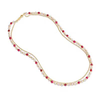 Dower & Hall Women's Pink Blossom Orissa Necklace Gold In Metallic