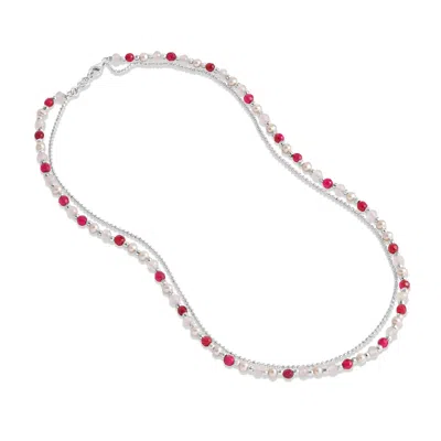 Dower & Hall Women's Pink Blossom Orissa Necklace Silver In Metallic