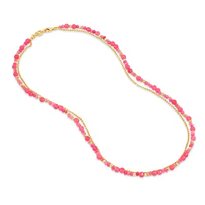 Dower & Hall Women's Pink / Purple Flamingo Orissa Necklace In Gold Vermeil