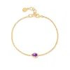 Dower & Hall Women's Pink / Purple / Gold Amethyst Pear Chain Bracelet In Gold Vermeil
