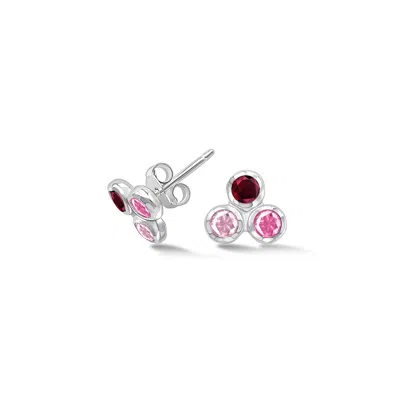 Dower & Hall Women's Pink / Silver Berry Array Trio Studs In Sterling Silver In Multi