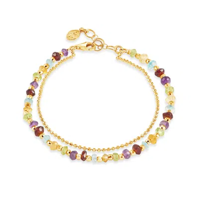 Dower & Hall Women's Rainbow Faceted Bead Orissa Bracelet In Gold Vermeil