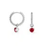 Dower & Hall Women's Red Garnet Charm On Large Dotty Orissa Hoops In Silver In White