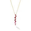 Dower & Hall Women's Red / Pink / Gold Solid Pink Sapphire & Ruby Long Cascade Pendant In Yellow Gold