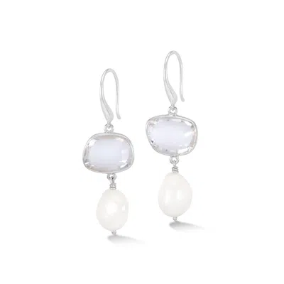 Dower & Hall Women's Rock Crystal Pebble & Pearl Drop Earrings In Silver