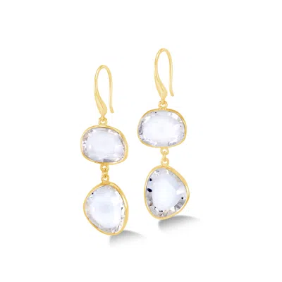 Dower & Hall Women's Rock Crystal Pebble Drop Earrings In Gold Vermeil