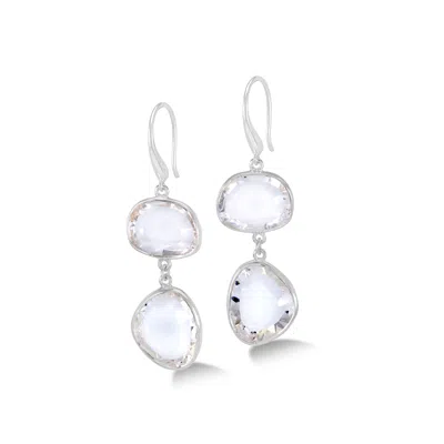 Dower & Hall Women's Rock Crystal Pebble Drop Earrings In Silver In White