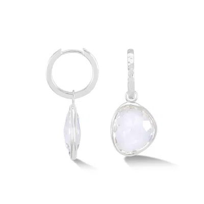 Dower & Hall Women's Rock Crystal Pebble Huggie Hoops In Silver In Metallic
