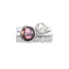 Dower & Hall Women's Rosey Pearl Twinkle Stacking Rings Set In Sterling Silver In Metallic
