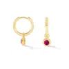 Dower & Hall Ruby Hammered Huggie Hoops In Gold