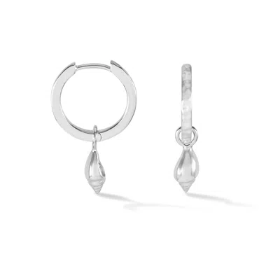 Dower & Hall Women's Seashell Narrative Huggie Hoops In Sterling Silver
