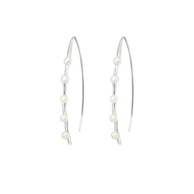 Dower & Hall Women's Short Waterfall Pearl Drop Earrings In Sterling Silver In Metallic
