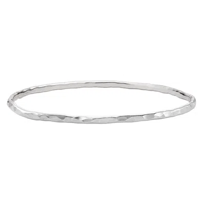 Dower & Hall Women's Silver 3mm Hammered Bangle In Metallic