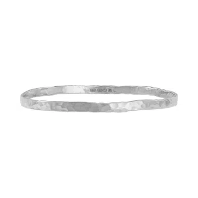 Dower & Hall Women's Silver 4mm Hammered Bangle In Metallic