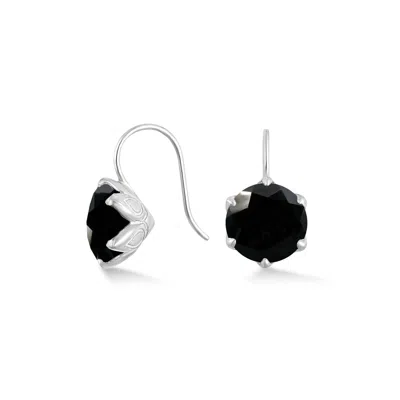 Dower & Hall Women's Silver / Black Black Onyx Lotus Earrings In Sterling Silver In Multi