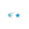 Dower & Hall Women's Silver / Blue Blue Enamel Narrative Star Studs In Sterling Silver In Multi